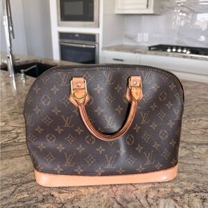 Louis Vuitton Brown Monogram Canvas Alma Satchel with Natural Vachetta Trim